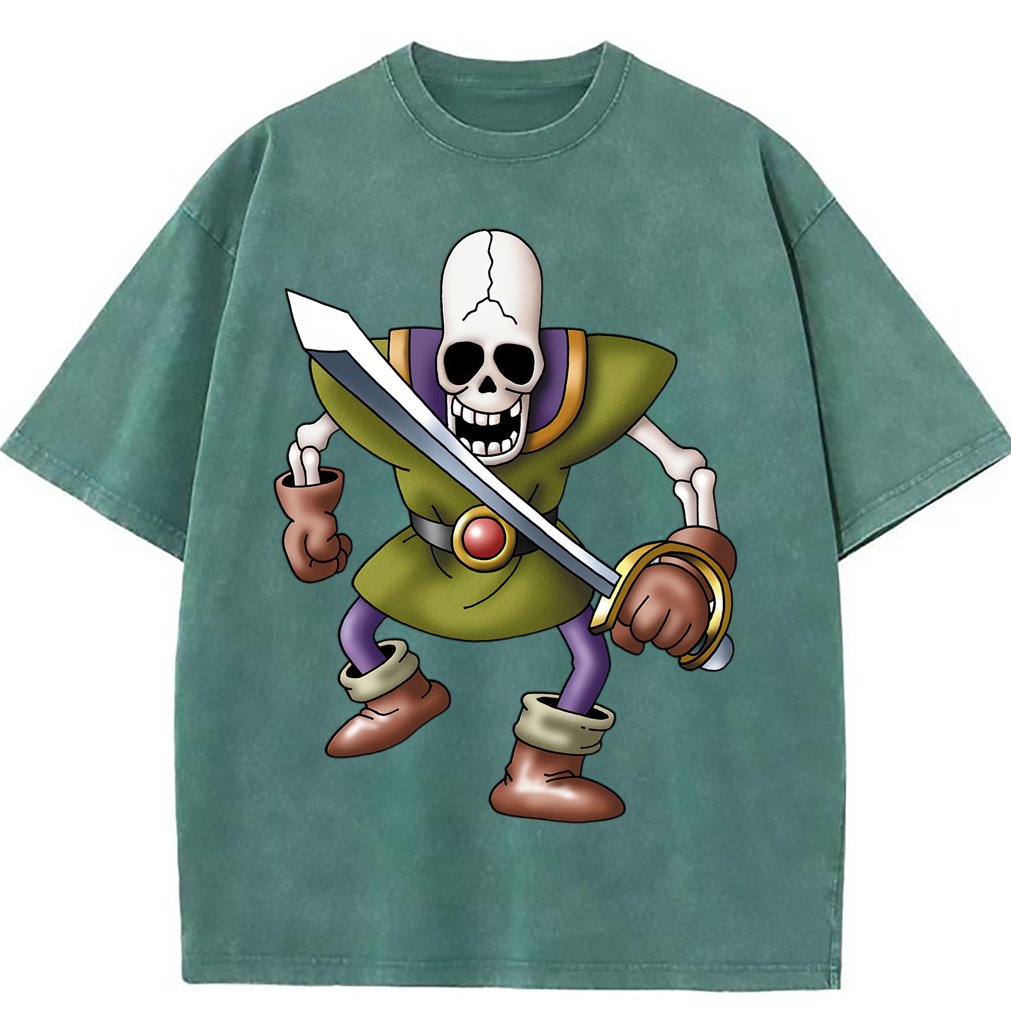（画像用） ドラゴンクエスト Doragon Kuesuto Dragon Quest 綿100% ヴィンテージ風 半袖Tシャツ（フロントプリント）